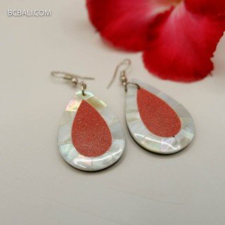 Resin Earrings Unique Natural Shell Handmade in Bali High Quality
